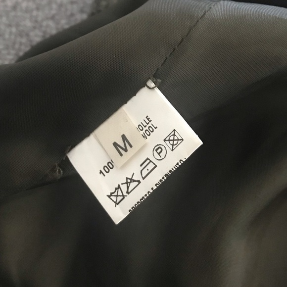 Maison Cherie Green Black 100% Wool Geo Print Coat With Fur Collar - Picture 11 of 11